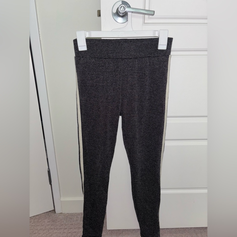 Gray Leggings with White Stripes